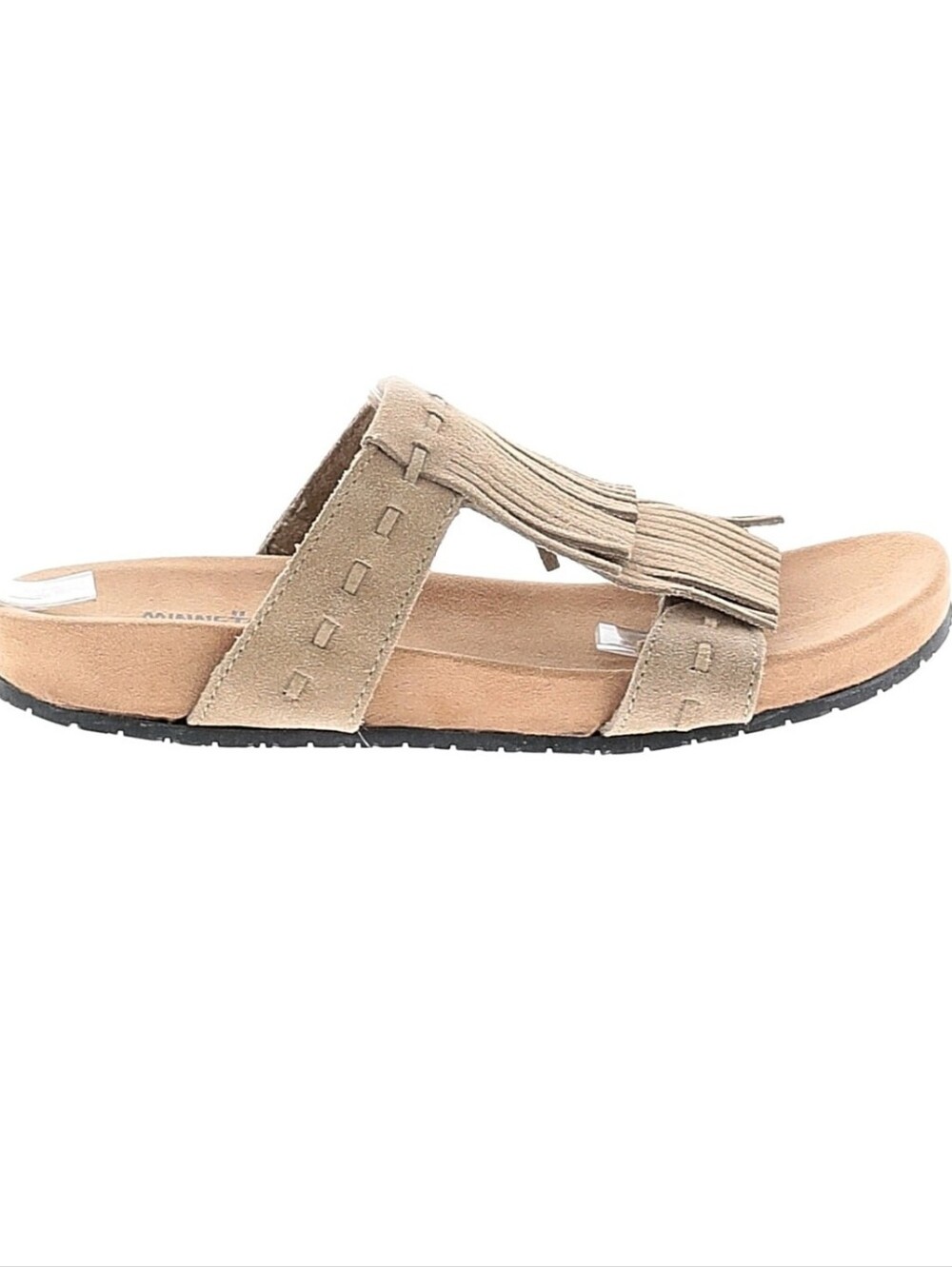 Beige Fringe Slide Sandals